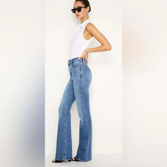 Good American SOFT-TECH GOOD CLASSIC SLIM BOOTCUT JEANS - Picture 1 of 9